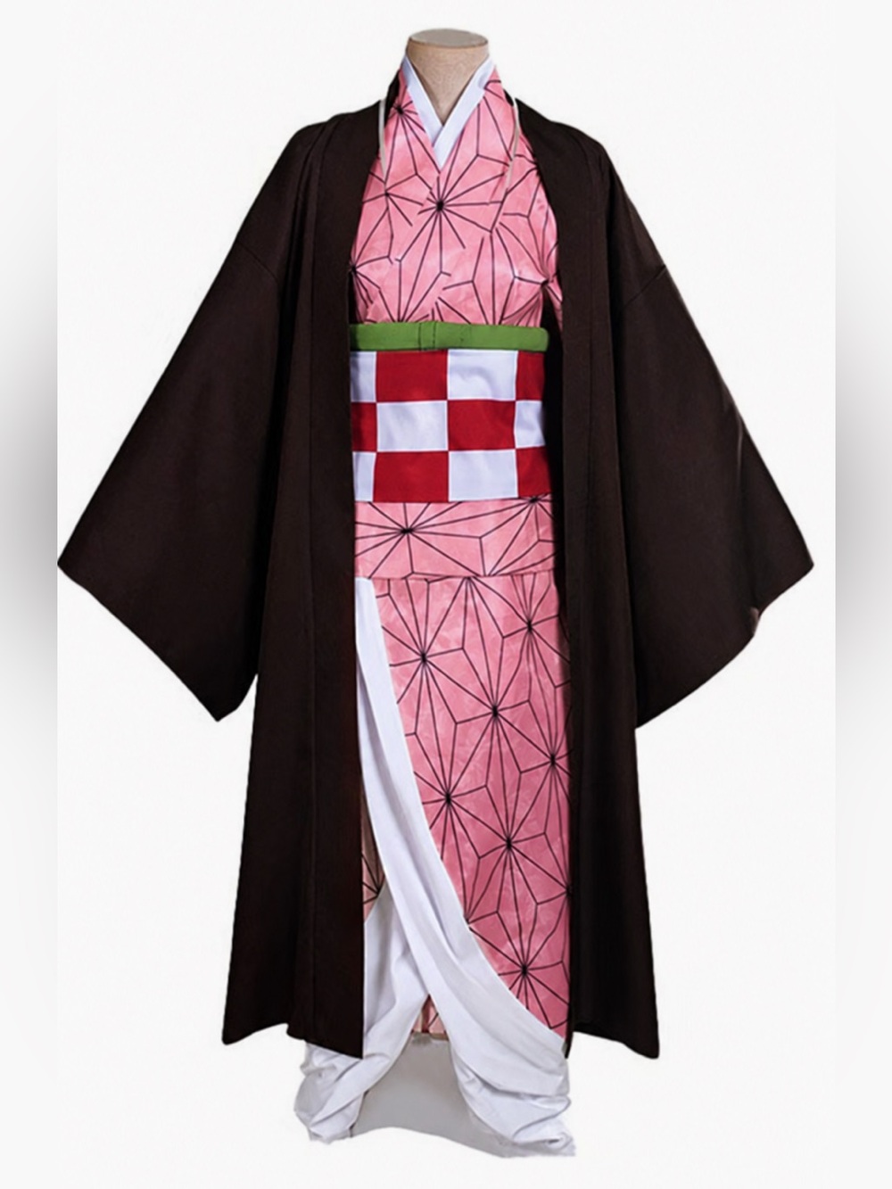 Demon Slayer Nezuko Youth Cosplay Halloween Anime-Inspired Kimono Costume 3pcs